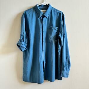 Gillz Deep Sea Woven Fishing Shirt Blue Men’s L UPF 30+ Polyester Vented Stretch